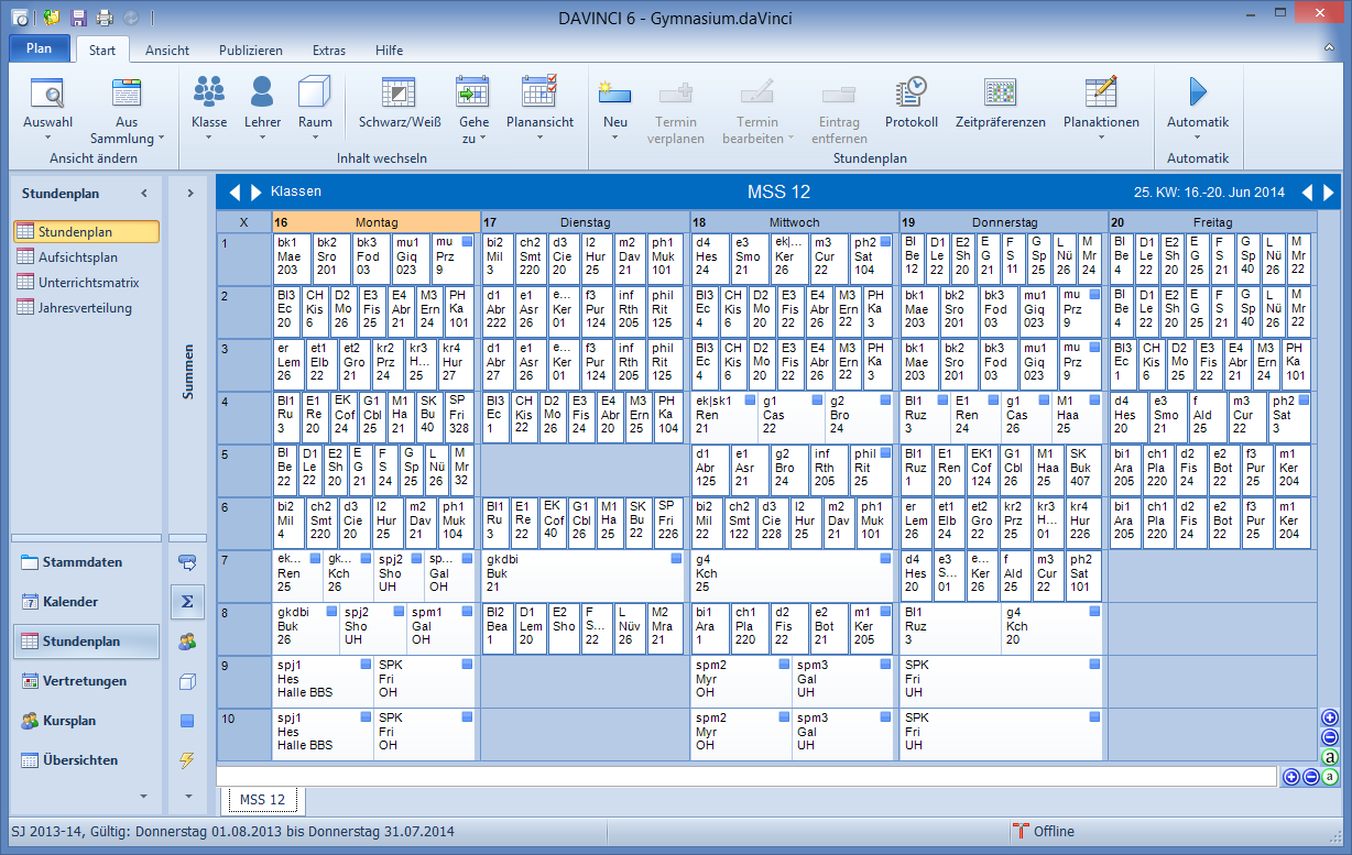 Screenshot: DAVINCI Timetable
