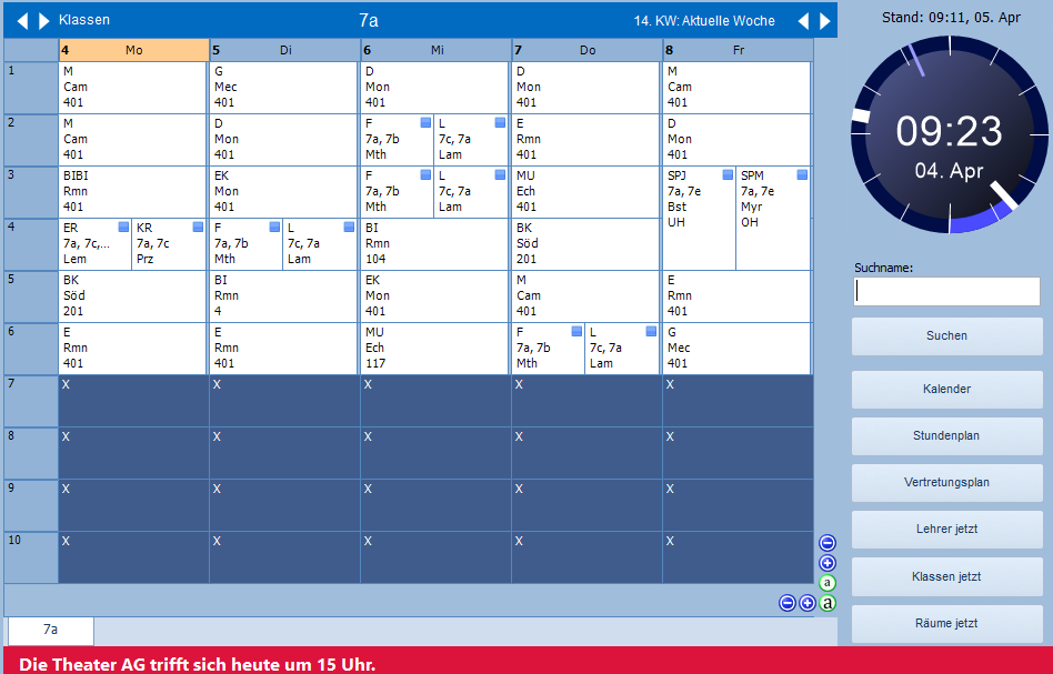 Screenshot: Timetables